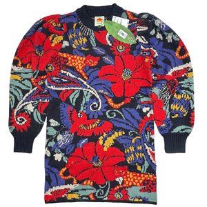 Farm Rio Vintage Forest Blue Sweatdress Size Small